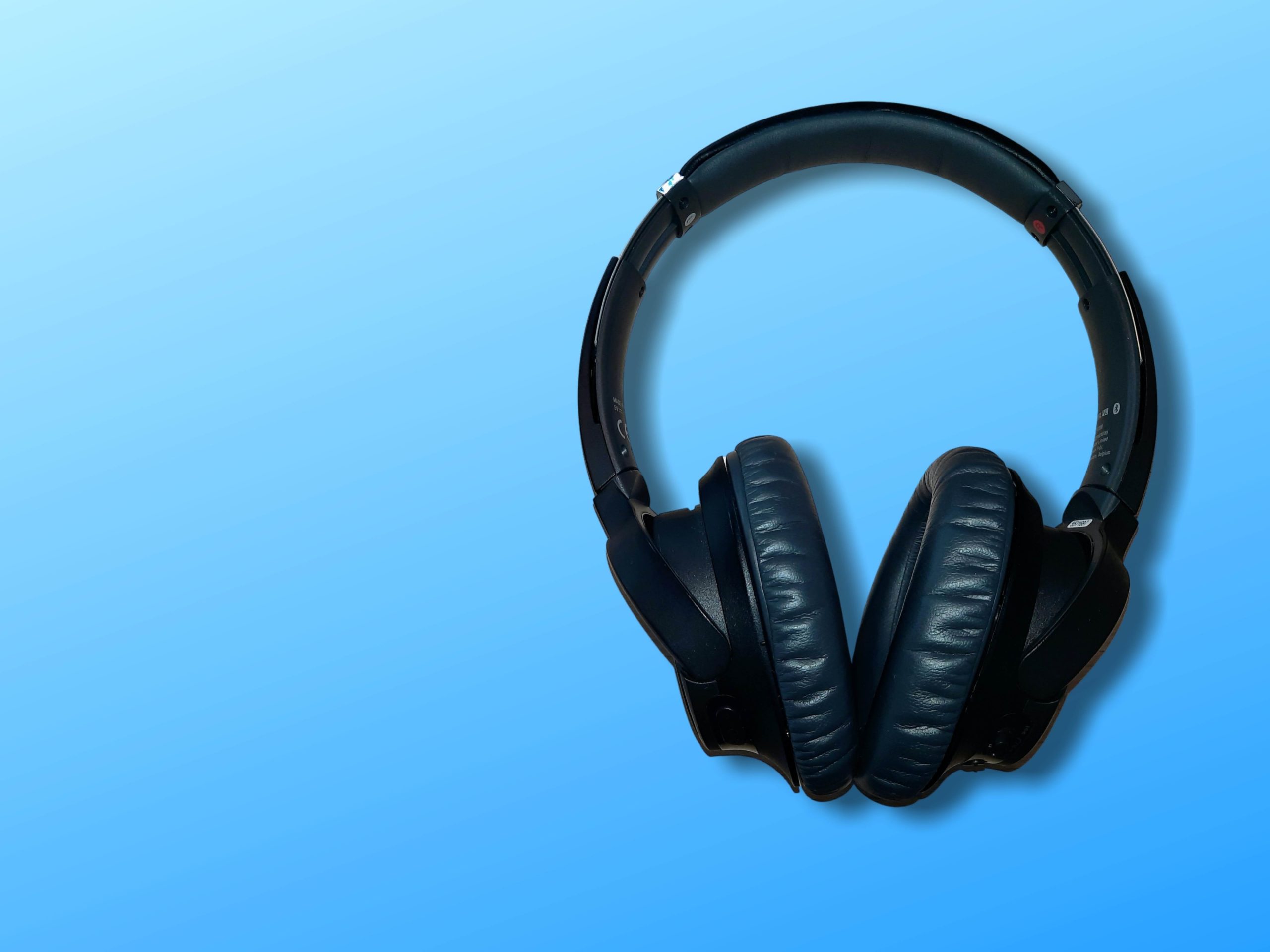 headphones blue background