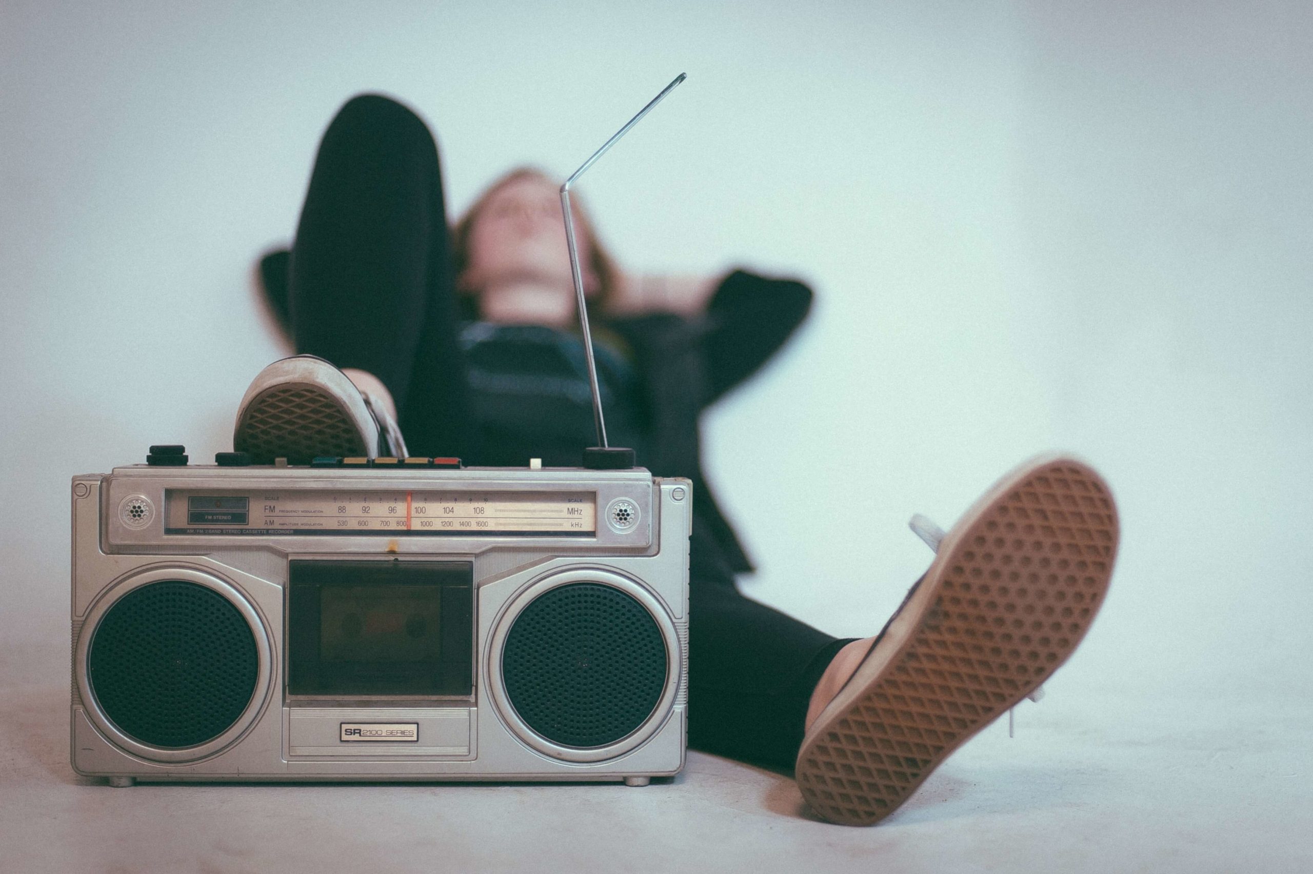 relaxing with old boombox